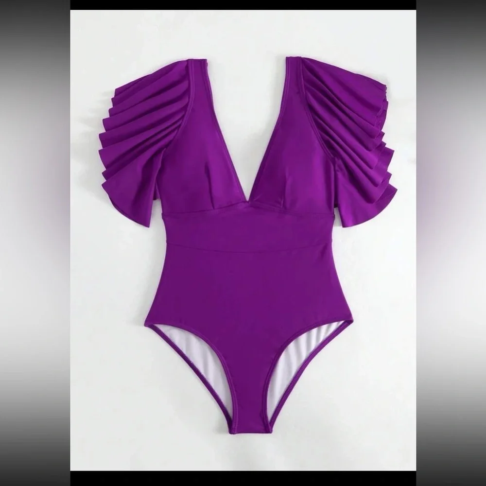 Low hang shoulder, one piece bathing suit/bodysuit
